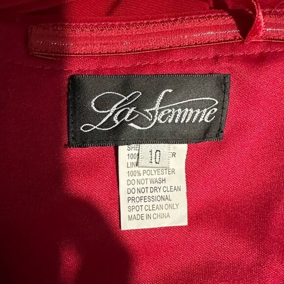 La Femme 28204 Strapless Jersey Sheath Dress Women's 10 Red Maxi Slit NWOT - Picture 7 of 9